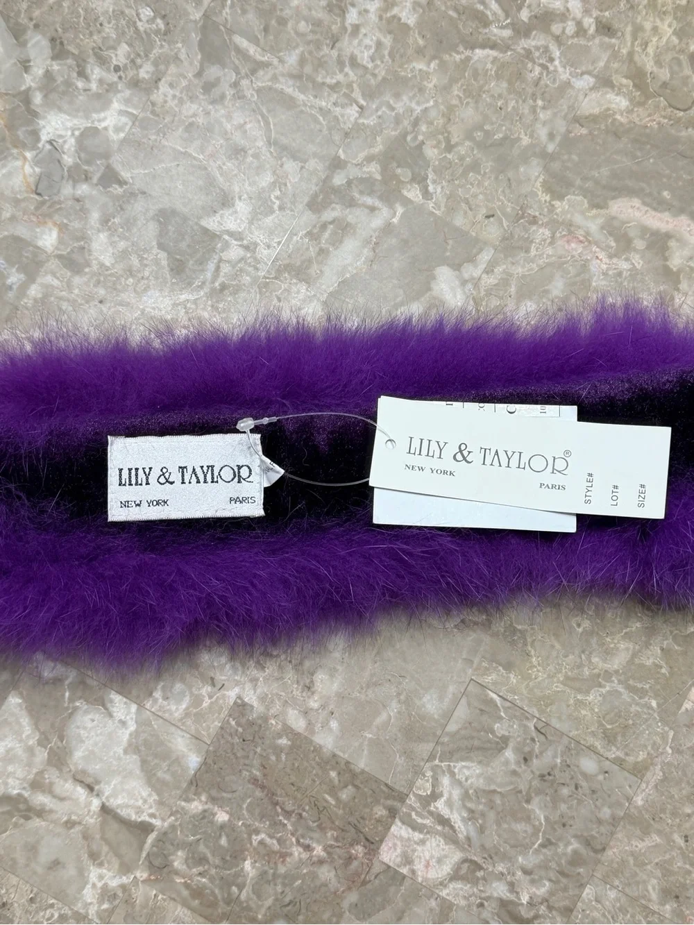 Lily & Taylor NWT Vintage Finland Fox Fur Headband Purple Neck Warmer